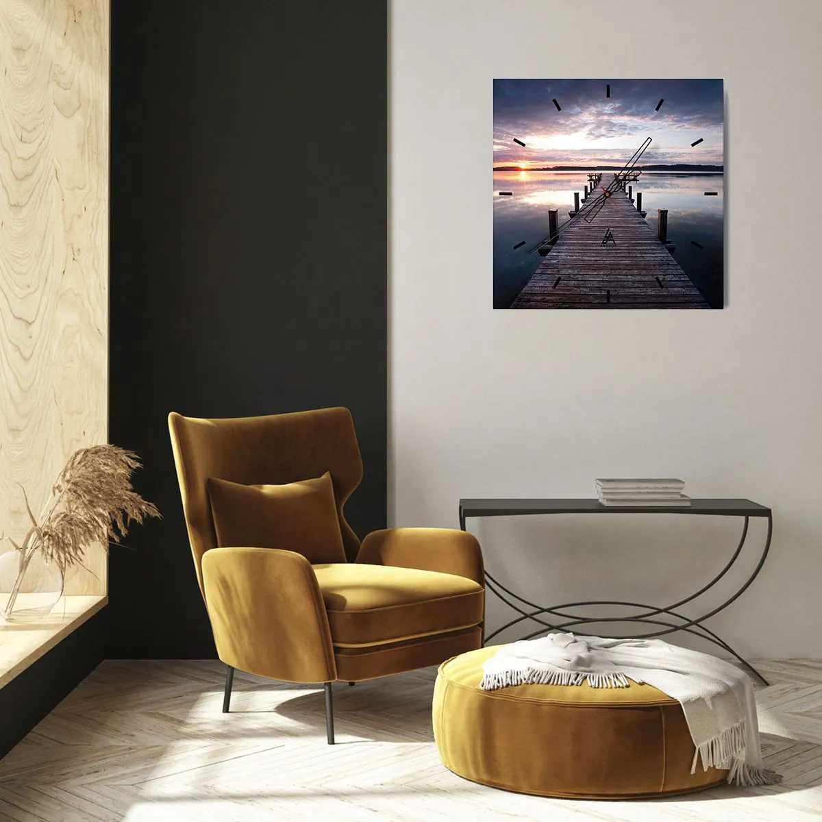 Reloj de pared - Reloj de vidrio - Frontera silenciosa del día y la noche - 30x30 cm