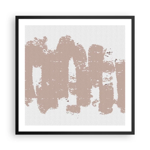 Póster en marco negro - Abstracción en rosa suave - 60x60 cm