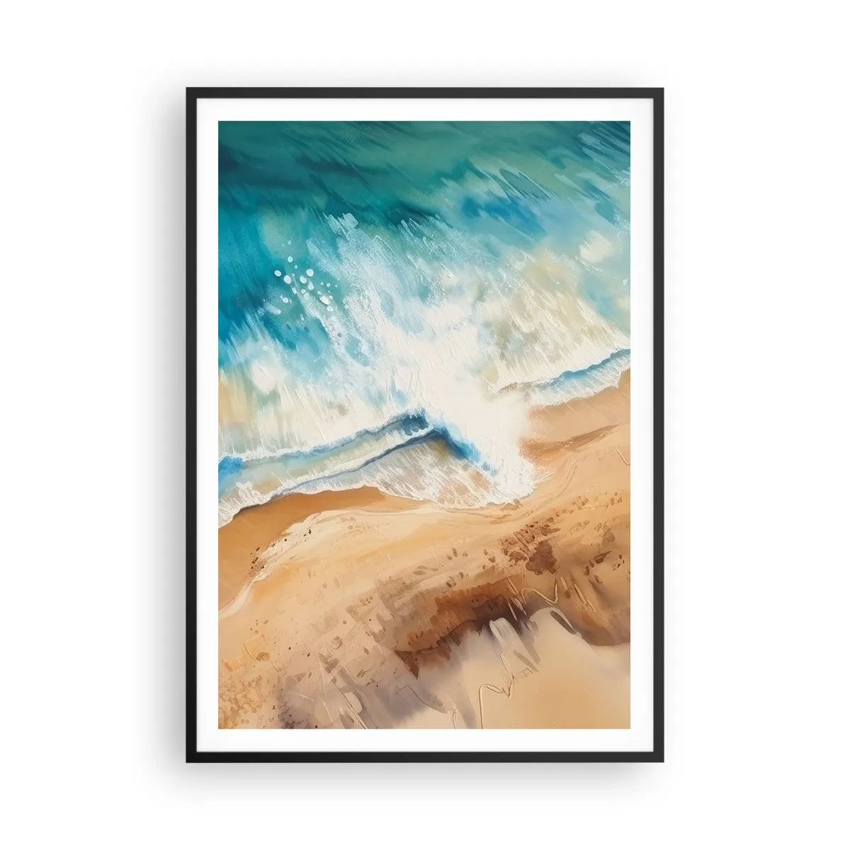 Póster en marco negro - Olas recurrentes - 70x100 cm