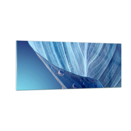 Cuadro sobre vidrio - Impresiones sobre Vidrio - Gotas ocultas de azul - 100x40 cm