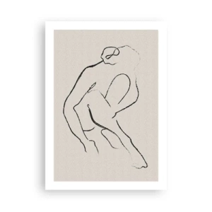 Póster - Un boceto minimalista de una silueta femenina. - 50x70cm - Boceto íntimo - Decoración de pared moderna para salón y dormitorio ARTTOR