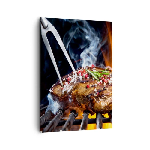 Cuadro sobre lienzo - Impresión de Imagen - Filete a la parrilla con especias - 50x70cm - Jugoso y fragante - Decoración de pared moderna para salón y dormitorio ARTTOR