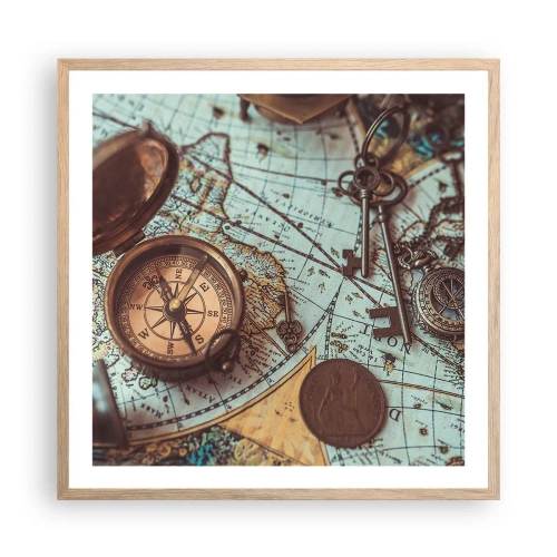 Póster en marco roble claro - Para el aventurero - 60x60 cm