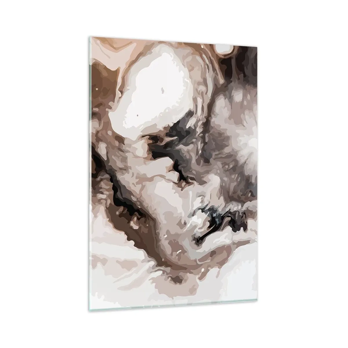 Cuadro sobre vidrio - Impresiones sobre Vidrio - Patrón abstracto en tonos marrones y blancos. - 80x120cm - El nacimiento de una galaxia - Decoración de pared moderna para salón y dormitorio ARTTOR