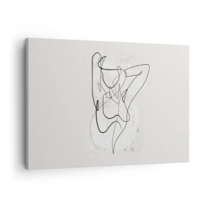 Cuadro sobre lienzo - Impresión de Imagen - Figura de arte lineal abstracto sobre un fondo claro - 70x50cm - El arte de la seducción - Decoración de pared moderna para salón y dormitorio ARTTOR