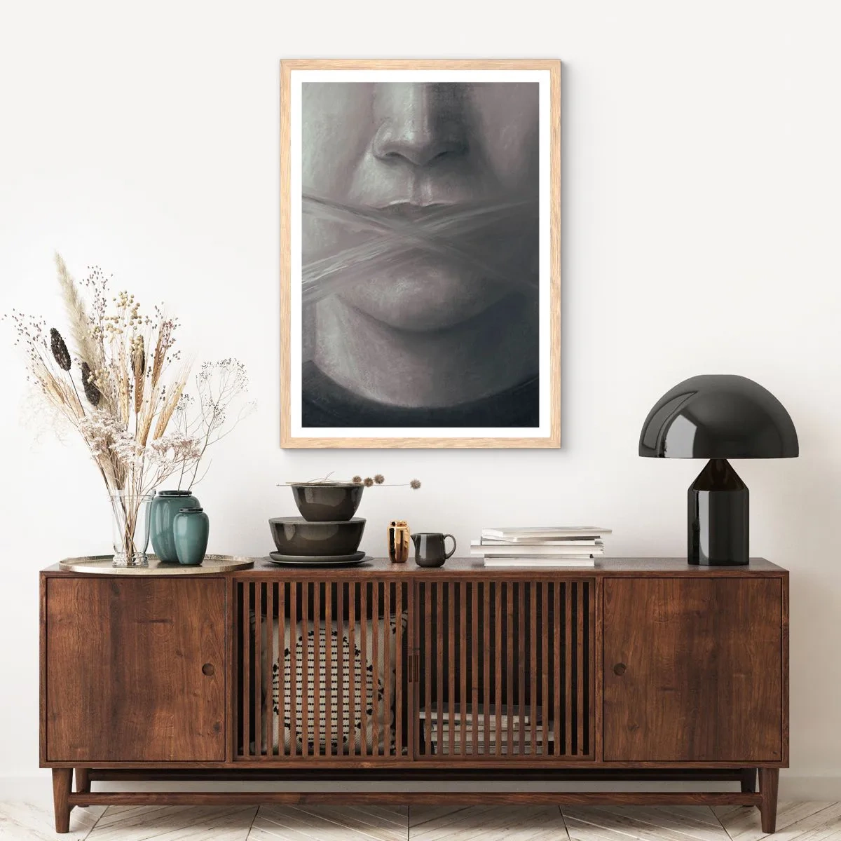 Póster en marco roble claro - Ni una palabra - 30x40 cm