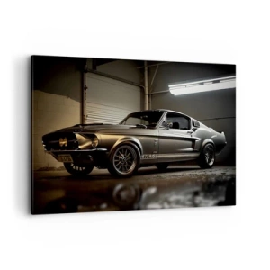 Cuadro sobre lienzo - Impresión de Imagen - Coche clásico en garaje retro - 120x80cm - Un retorno al pasado - Decoración de pared moderna para salón y dormitorio ARTTOR