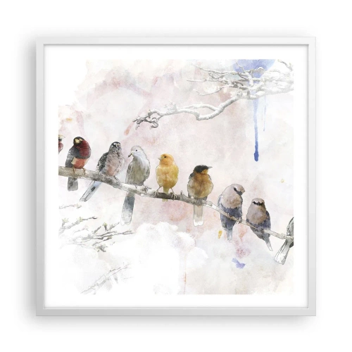 Póster en marco blanco - Reunión alada - 60x60 cm