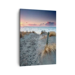 Cuadro sobre lienzo - Impresión de Imagen - Camino que conduce a la playa al atardecer - 50x70cm - Se derramó un arco iris de luminosidad.... - Decoración de pared moderna para salón y dormitorio ARTTOR