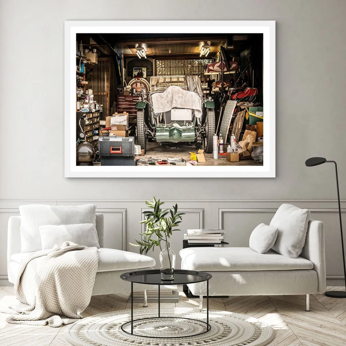 Póster en marco blanco - Volver al pasado - 100x70 cm