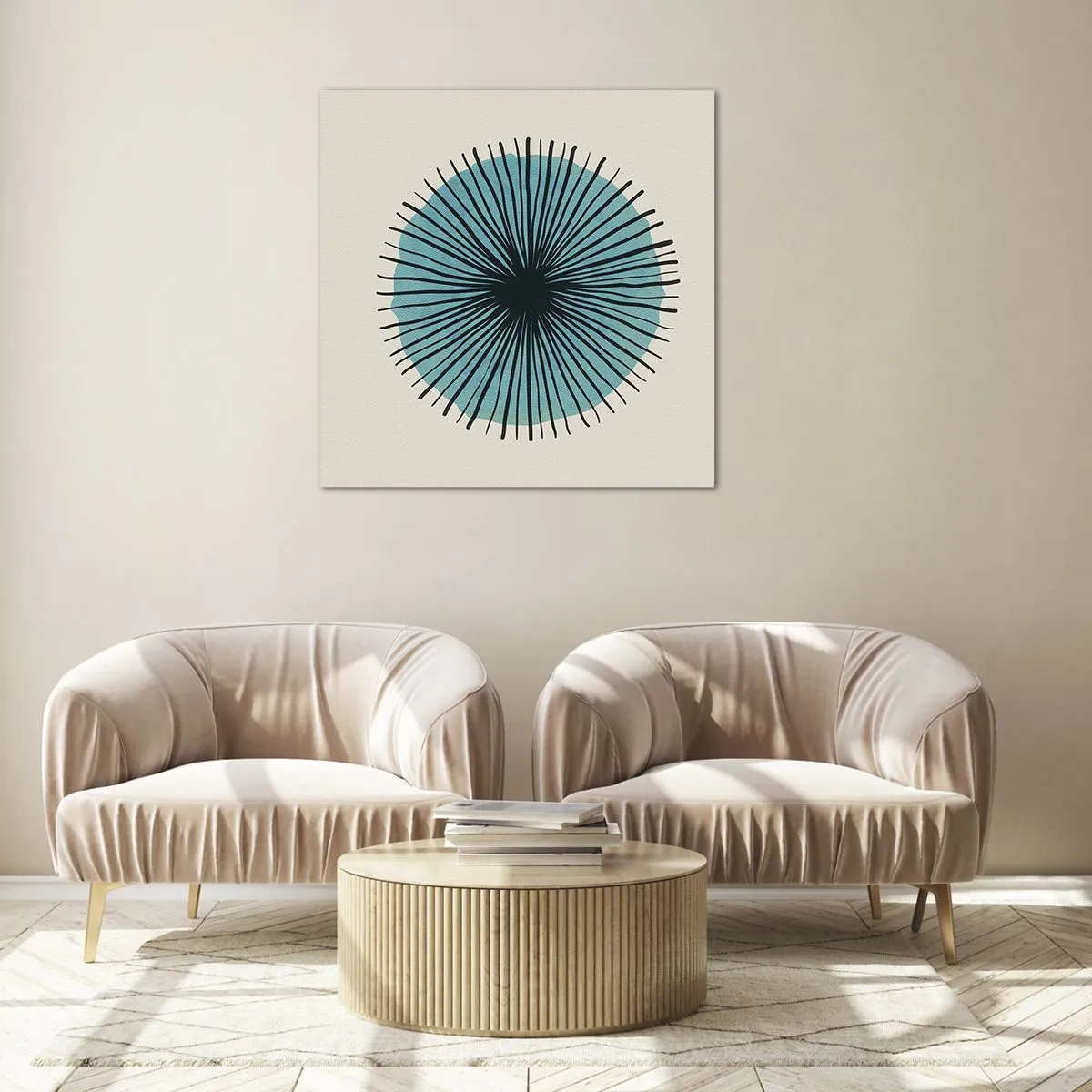 Cuadro sobre vidrio - Impresiones sobre Vidrio - Radiante en azul - 70x70 cm