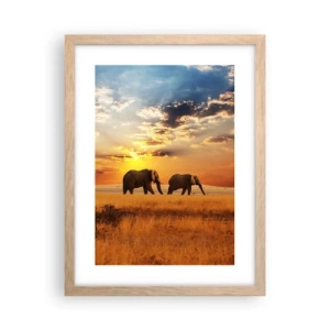 Póster en marco roble claro - Un paseo en familia - 30x40 cm