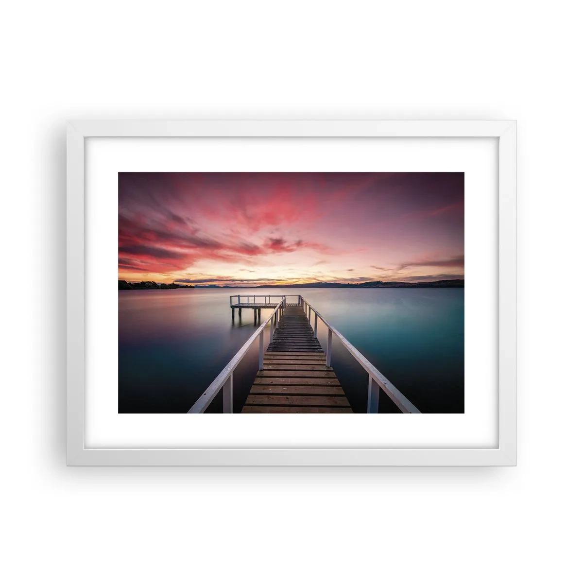 Póster en marco blanco - La suave llama del atardecer - 40x30 cm