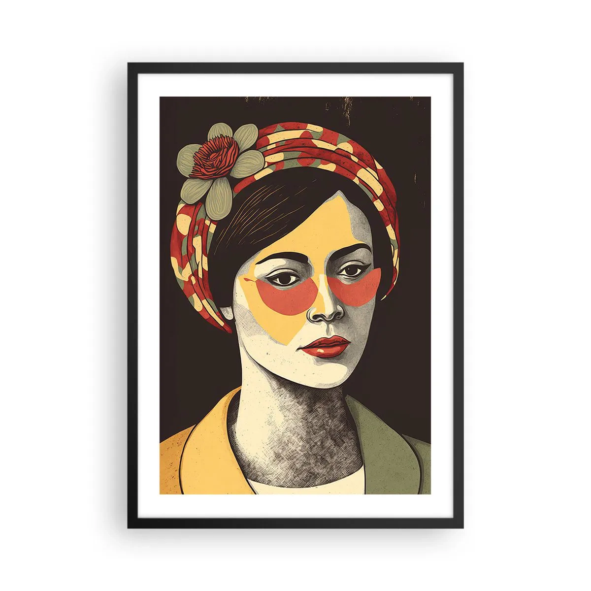 Póster en marco negro - Dama de sombra y color - 50x70 cm
