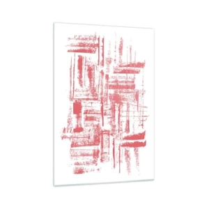 Cuadro sobre vidrio - Impresiones sobre Vidrio - Texturas abstractas de color rosa sobre fondo blanco - 70x100cm - Ciudad roja - Decoración de pared moderna para salón y dormitorio ARTTOR