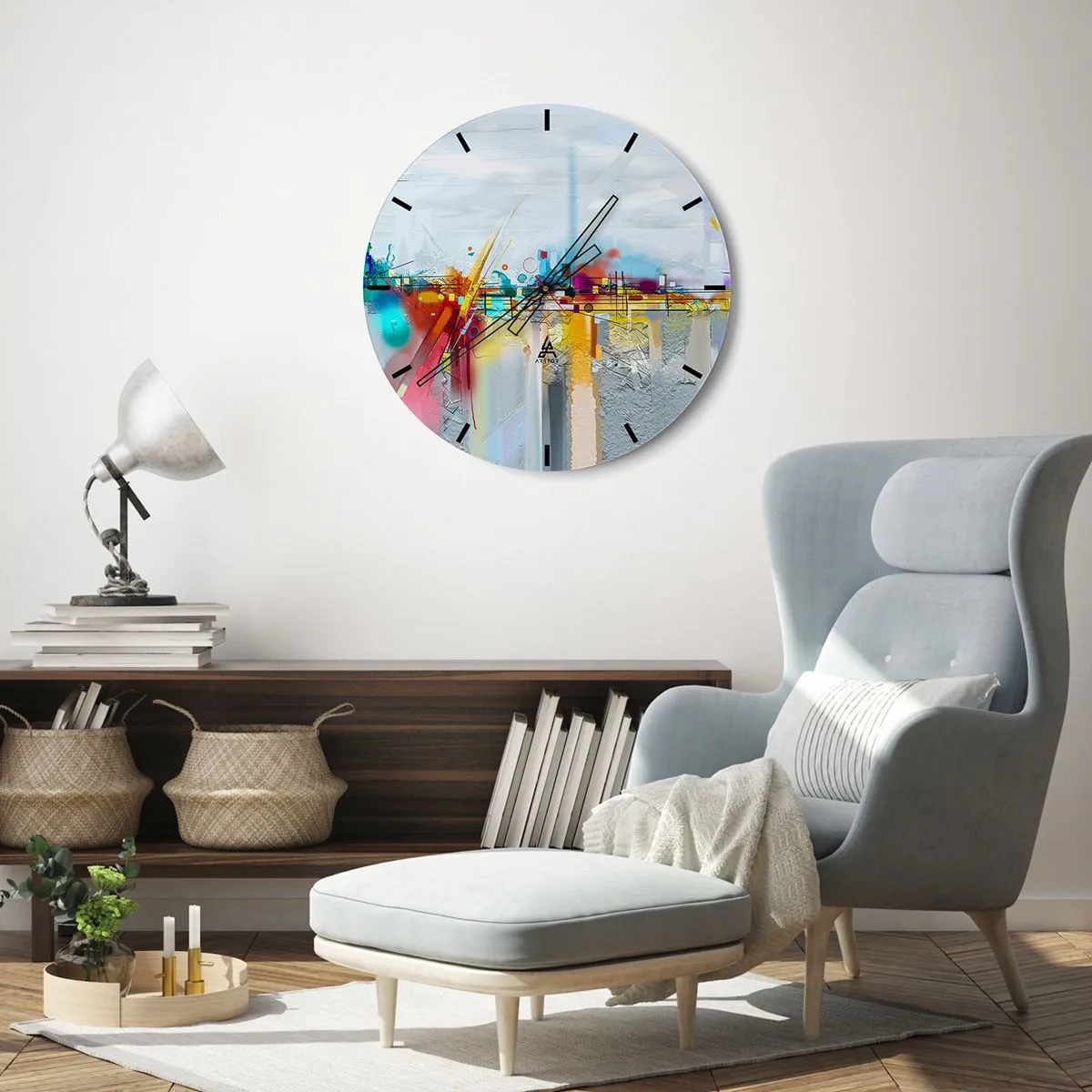 Reloj de pared - Reloj de vidrio - Un puente de alegría sobre el río de la vida - 40x40 cm