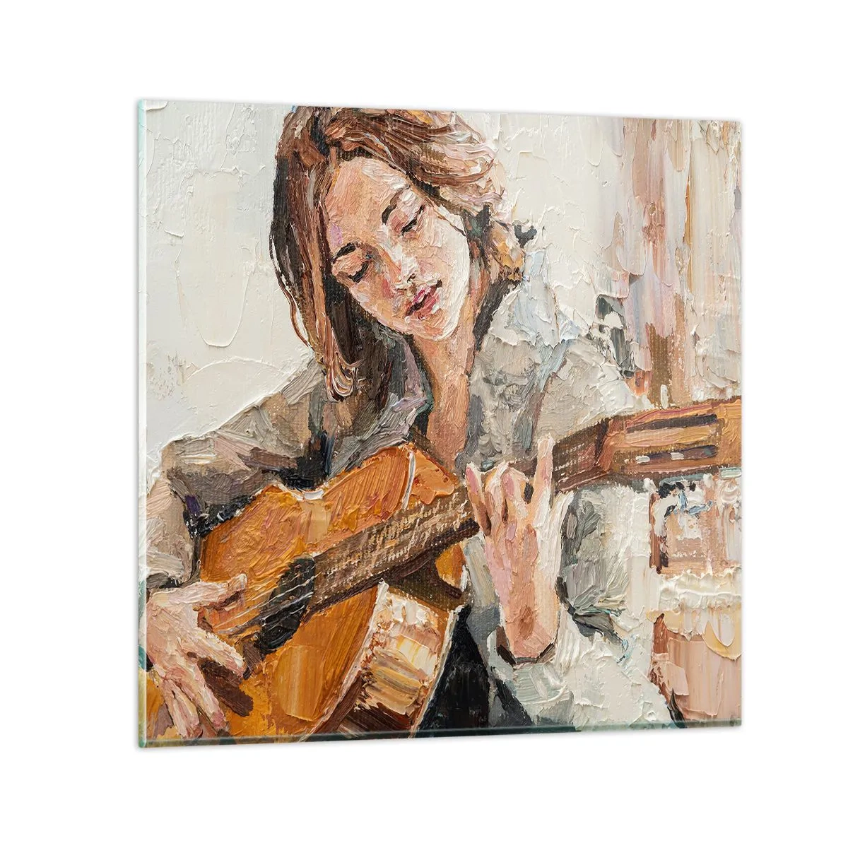 Cuadro sobre vidrio - Impresiones sobre Vidrio - Concierto de guitarra y corazón joven - 60x60 cm