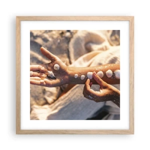 Póster en marco roble claro - La belleza al alcance de la mano - 40x40 cm