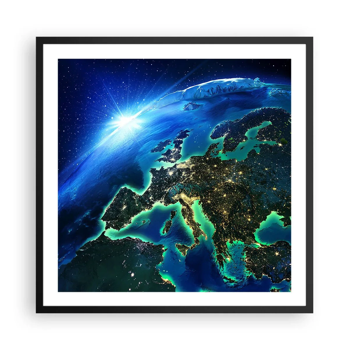 Póster en marco negro - Una Europa resplandeciente - 60x60 cm