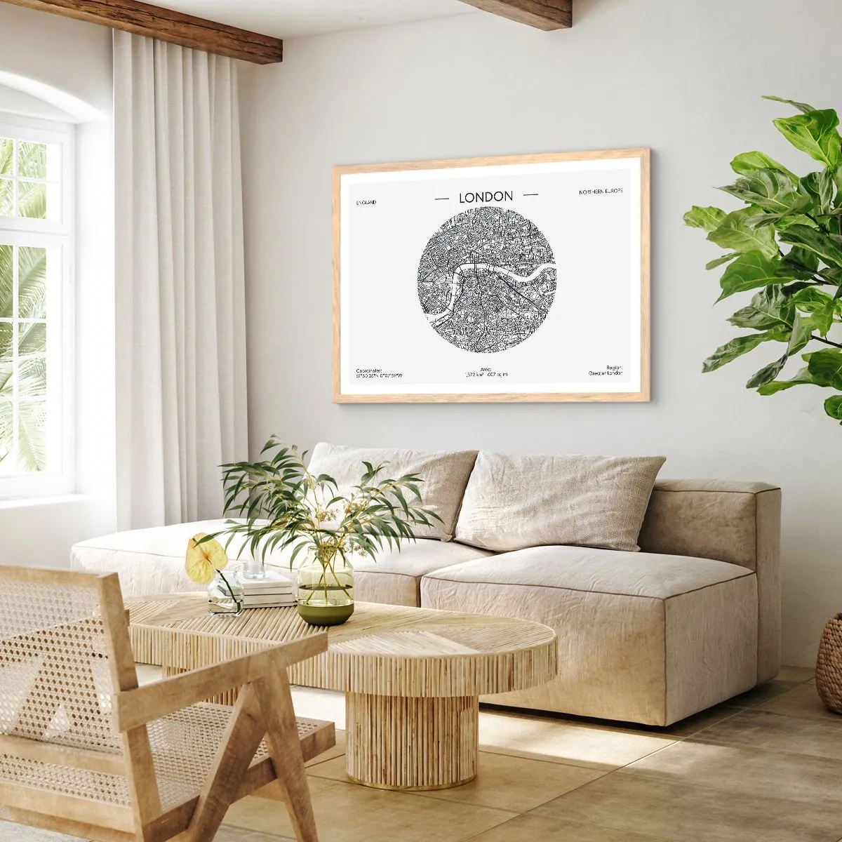 Póster en marco roble claro - Anatomía de Londres - 91x61 cm