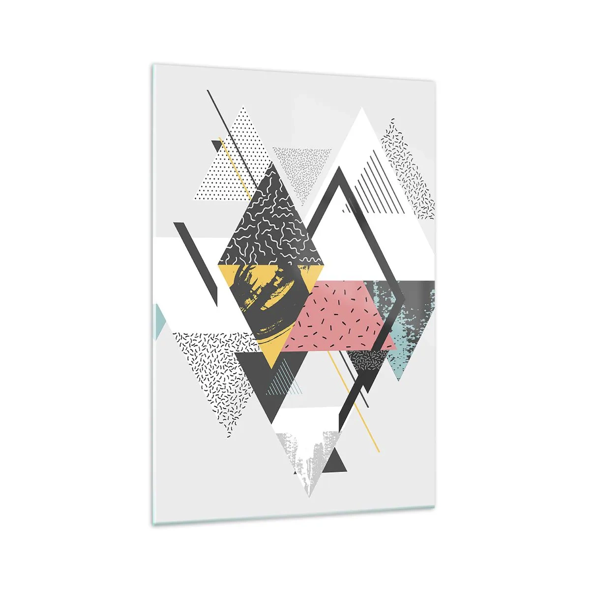 Cuadro sobre vidrio - Impresiones sobre Vidrio - Patrones geométricos sobre un fondo claro - 70x100cm - Una variación del triángulo y el rombo - Decoración de pared moderna para salón y dormitorio ARTTOR