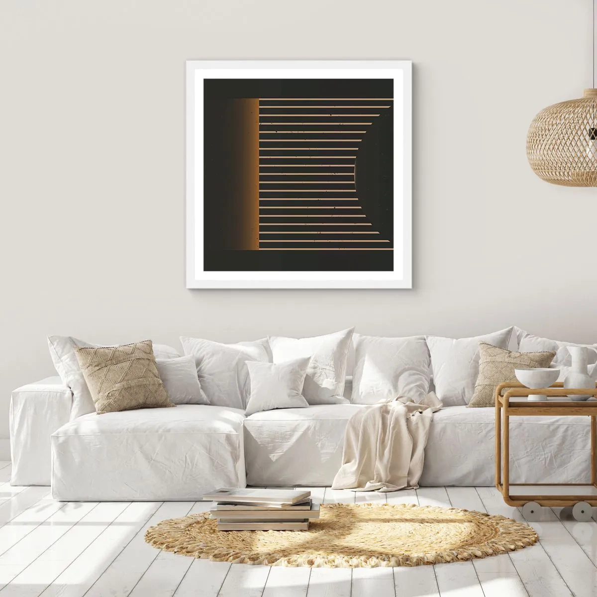 Póster en marco blanco - Explorar la oscuridad - 50x50 cm