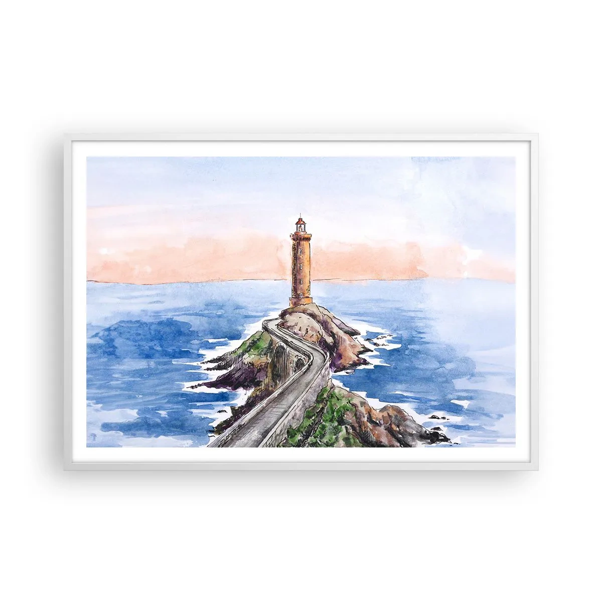 Póster en marco blanco - Frente al mar - 100x70 cm