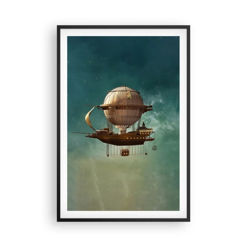 Póster en marco negro - Julio Verne saluda - 61x91 cm