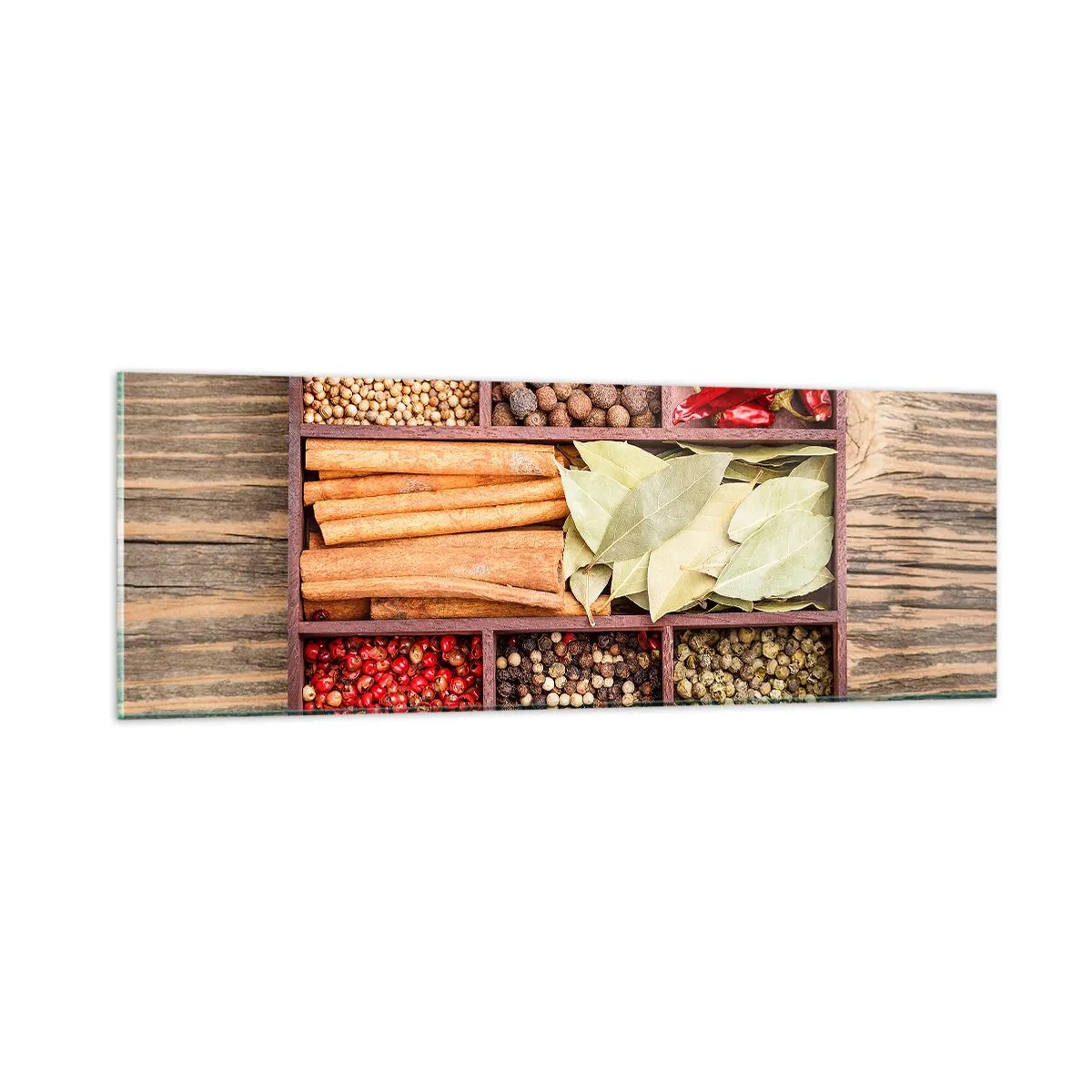 Cuadro sobre vidrio - Impresiones sobre Vidrio - Orden de formas, composición de aromas - 90x30 cm