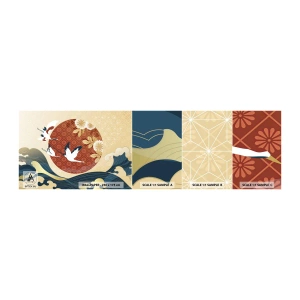 Muestra de fotomural autoadhesivo Deluxe Sticker - Un cuento de hadas japonés - Garza, Pájaro, Abstracción - 100x30 cm