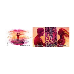 Muestra de fotomural autoadhesivo Deluxe Sticker - ¡Un solo corazón! Necesito tan poco para ser feliz… - Abstracción, pareja de enamorados, Beso - 100x30 cm