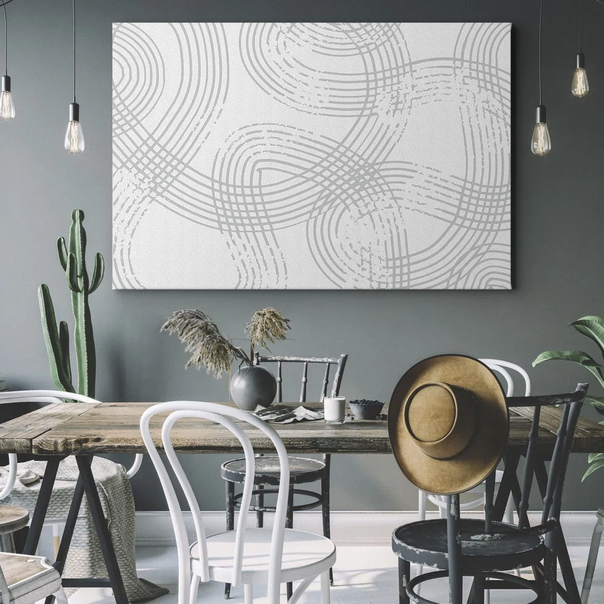 Cuadro sobre lienzo - Impresión de Imagen - Un patrón sutil con líneas entrelazadas en tonos claros. - 70x50cm - No hay camino recto - Decoración de pared moderna para salón y dormitorio ARTTOR