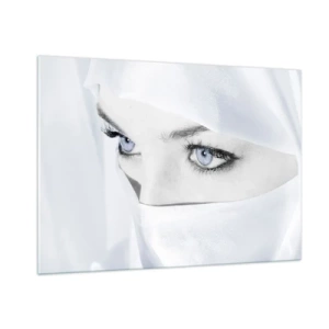 Cuadro sobre vidrio - Impresiones sobre Vidrio - Un retrato sutil con expresivos ojos azules. - 100x70cm - Directamente de las mil y una noches - Decoración de pared moderna para salón y dormitorio ARTTOR