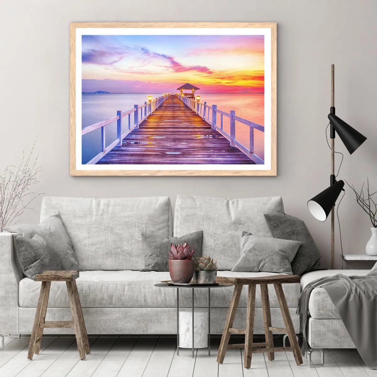 Póster en marco roble claro - El silencio lila-dorado de la tarde - 40x30 cm