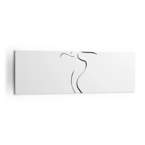 Cuadro sobre lienzo - Impresión de Imagen - Contorno minimalista de una silueta femenina sobre un fondo blanco. - 160x50cm - Escurridiza como una ola - Decoración de pared moderna para salón y dormitorio ARTTOR