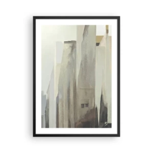 Póster en marco negro - Arquitectura abstracta en colores tenues - 50x70cm - Un sueño de ciudad - Decoración de pared moderna para salón y dormitorio ARTTOR