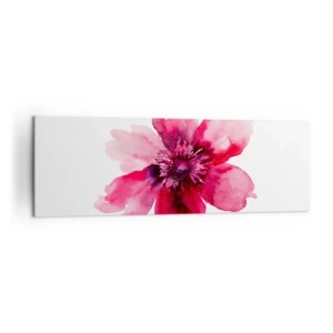 Cuadro sobre lienzo - Impresión de Imagen - Flor rosa en estilo acuarela sobre fondo blanco. - 160x50cm - Un beso con aroma a carmín - Decoración de pared moderna para salón y dormitorio ARTTOR