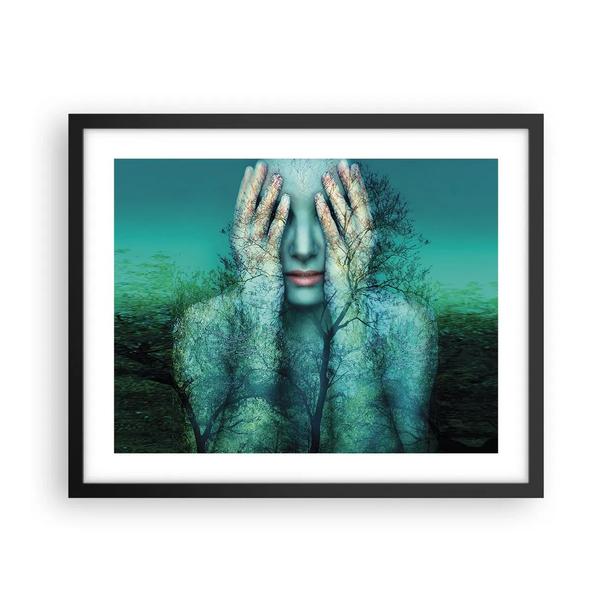 Póster en marco negro - Sumergida en azul - 50x40 cm