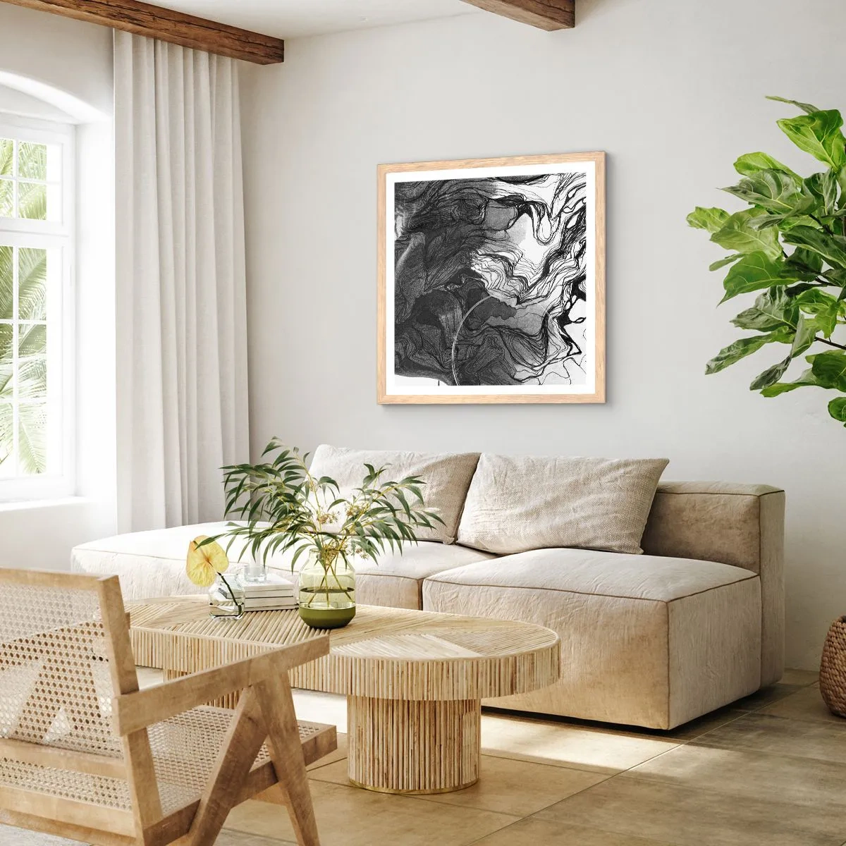 Póster en marco roble claro - Enredada en sueños - 40x40 cm