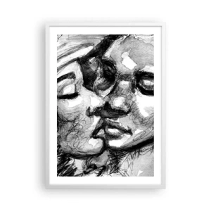 Póster en marco blanco - Un momento tierno - 50x70 cm