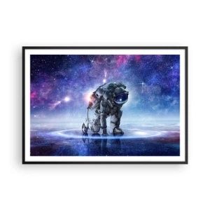 Póster en marco negro - Astronauta en un paisaje galáctico - 100x70cm - Cielo estrellado sobre mí - Decoración de pared moderna para salón y dormitorio ARTTOR