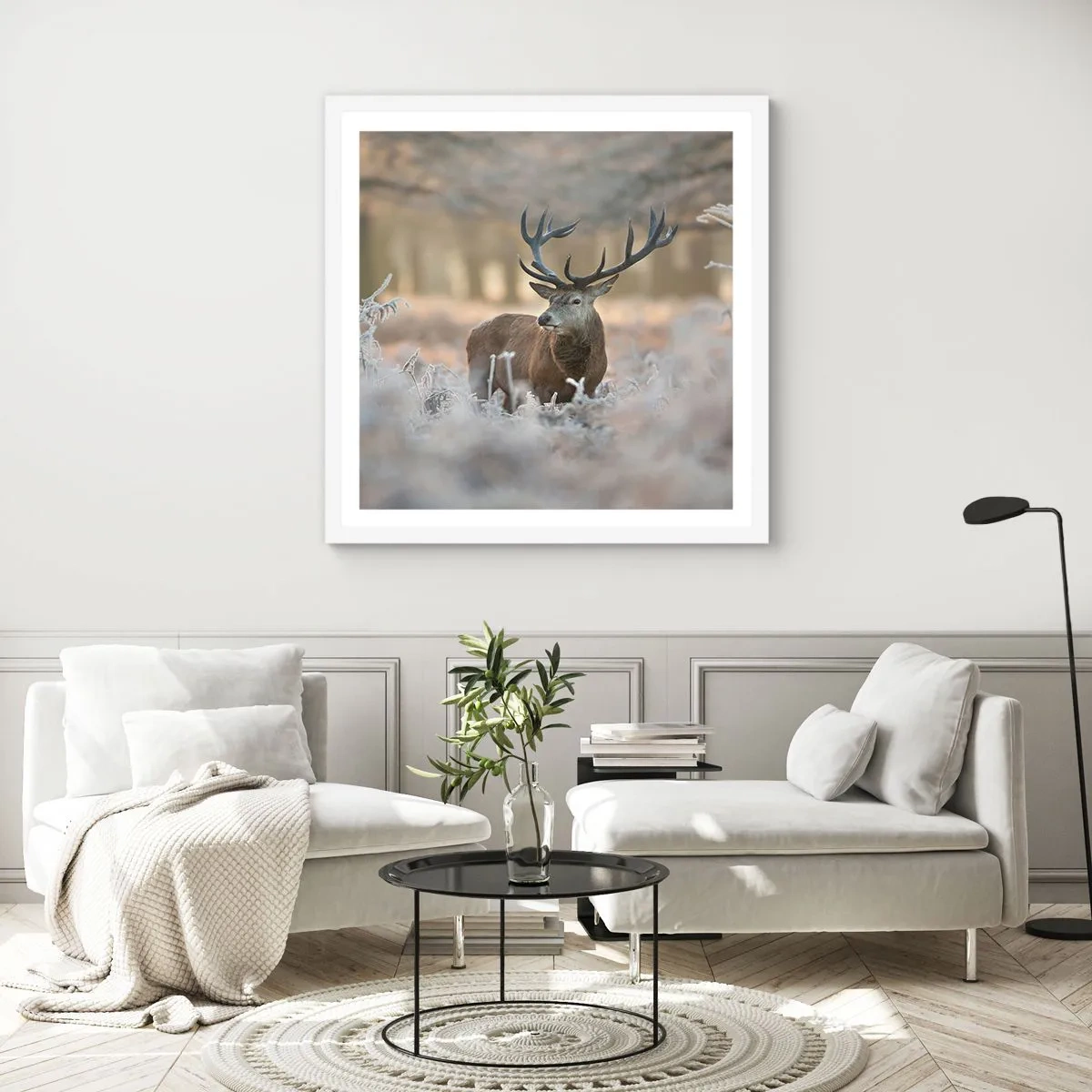 Póster en marco blanco - Una mañana fresca - 60x60 cm