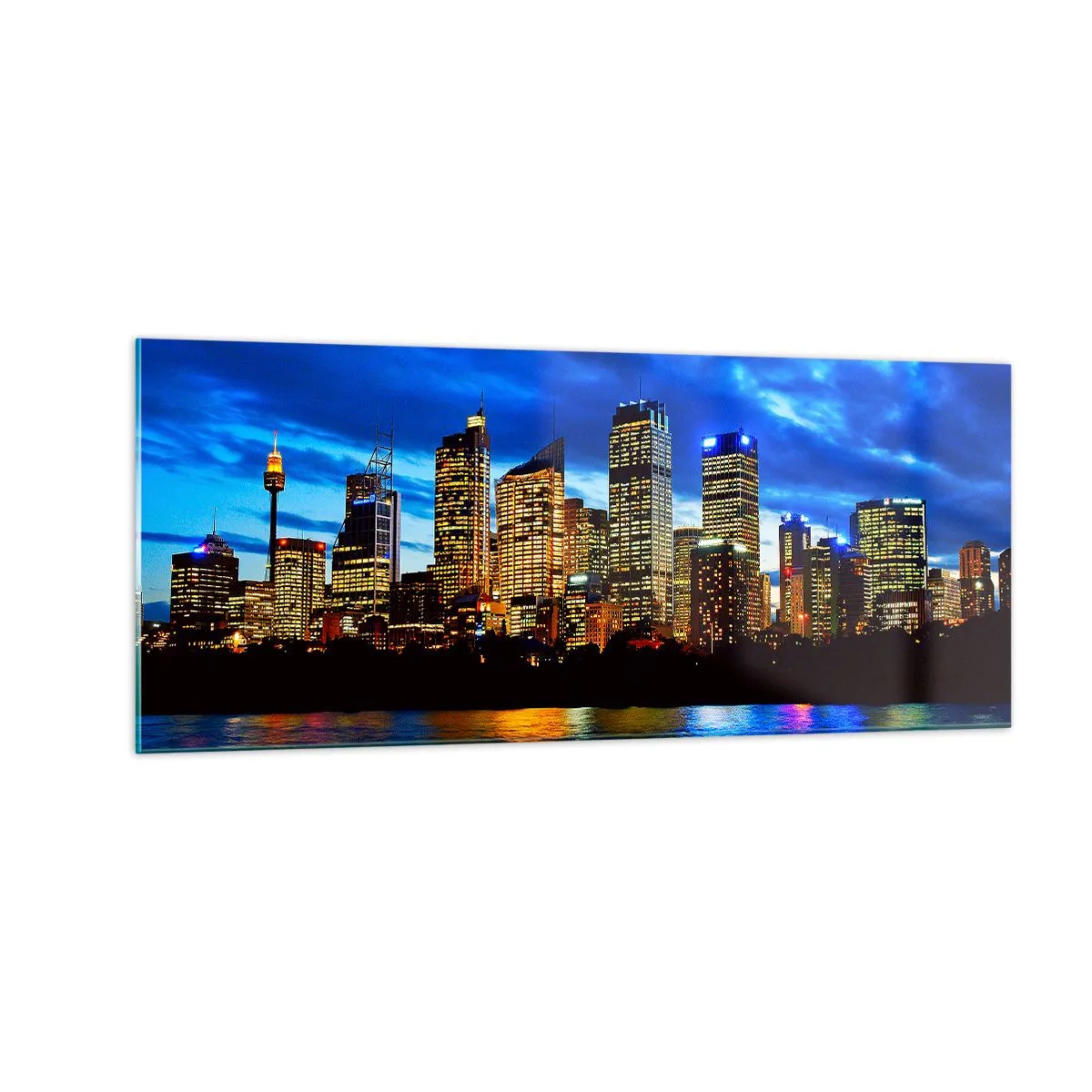 Cuadro sobre vidrio - Impresiones sobre Vidrio - Noche de luces y colores - 100x40 cm