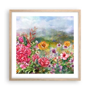 Póster en marco roble claro - Un jardín enloquecido - 50x50 cm