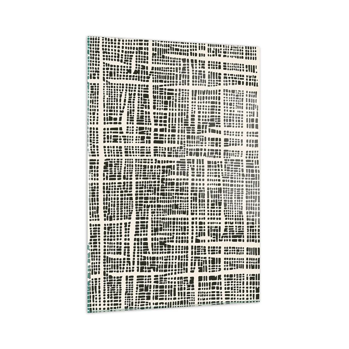 Cuadro sobre vidrio - Impresiones sobre Vidrio - Una abstracción en blanco y negro que se asemeja a una cuadrícula de puntos. - 50x70cm - Composición del tejido - Decoración de pared moderna para salón y dormitorio ARTTOR
