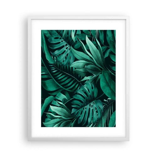 Póster en marco blanco - Profundidad del verde tropical - 40x50 cm
