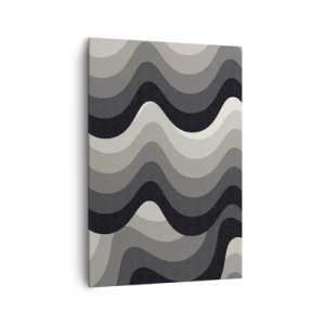 Cuadro sobre lienzo - Impresión de Imagen - Patrones ondulados en blanco y negro en tonos de gris. - 70x100cm - Ola tras ola - Decoración de pared moderna para salón y dormitorio ARTTOR
