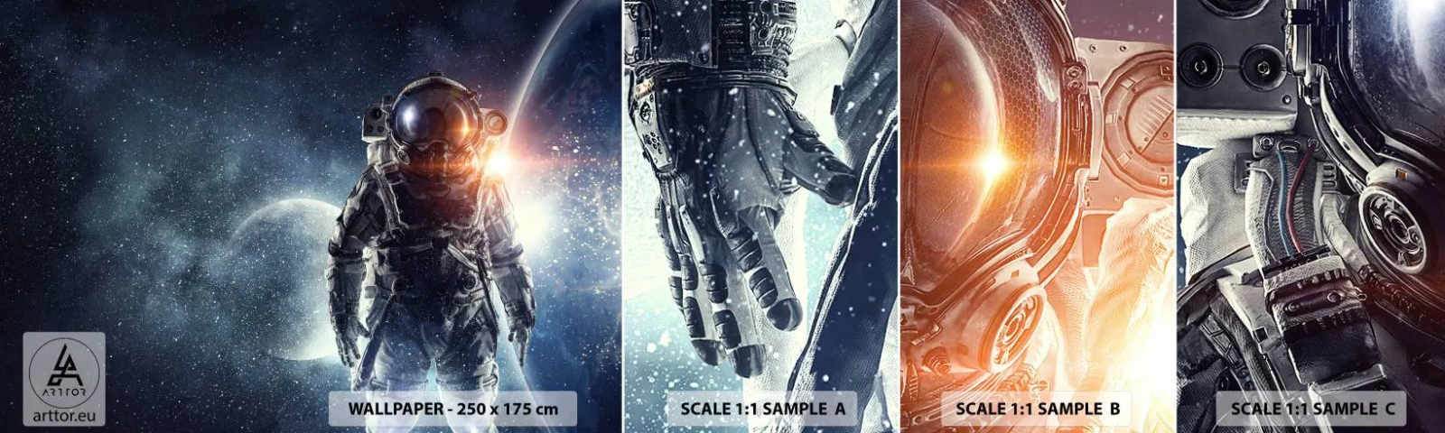 Muestra De Fotomural Standard Eco - Una aventura cósmica - Cosmos, Astronauta, Estrellas - 100x30 cm