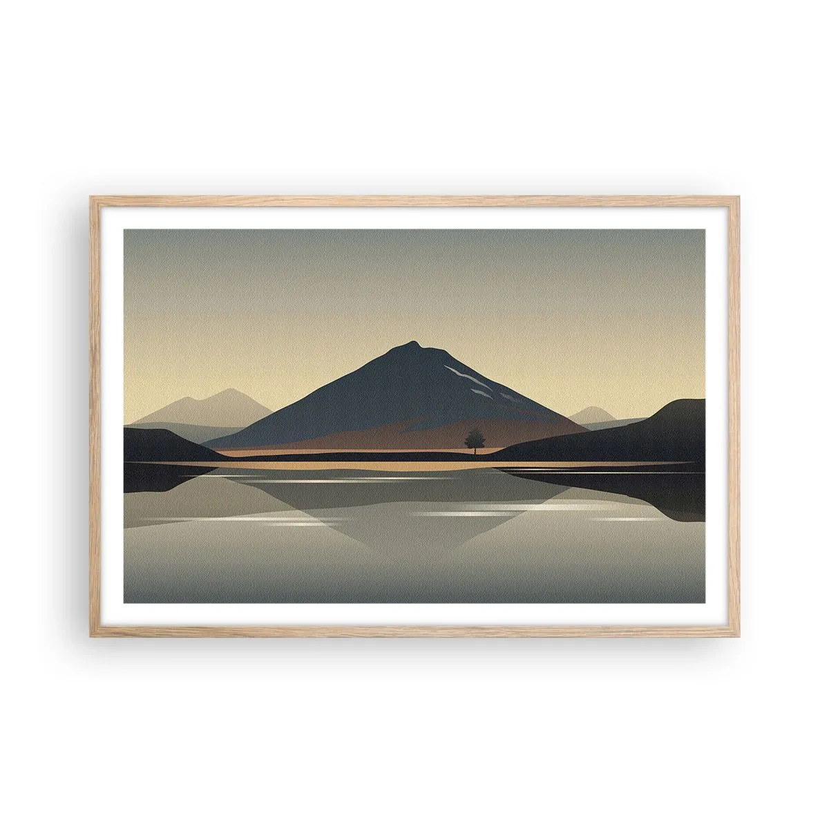 Póster en marco roble claro - Reflejo de espejo - 91x61 cm