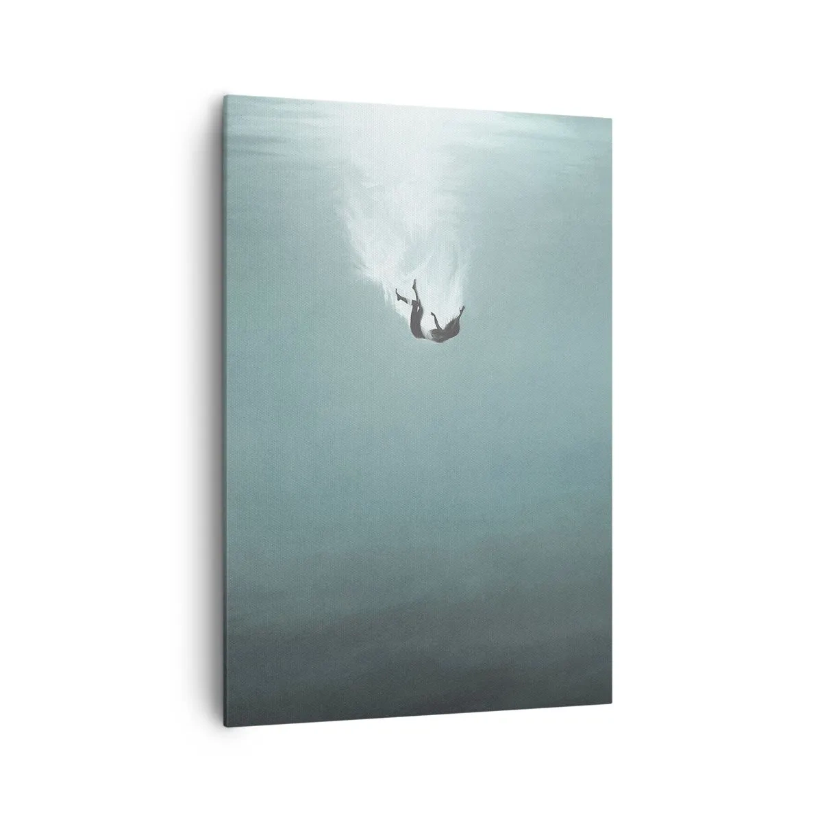 Cuadro sobre lienzo - Impresión de Imagen - Una figura sumergida en aguas turquesas profundas. - 70x100cm - En el abrazo del océano - Decoración de pared moderna para salón y dormitorio ARTTOR